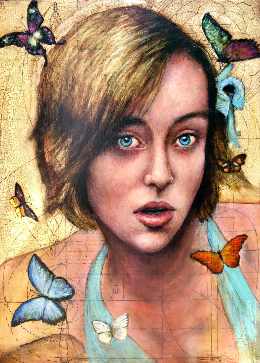 Girl with Seven Butterflies 44x32